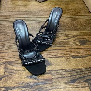 Never worn! Black high heels with gems. Short heel. Size 5